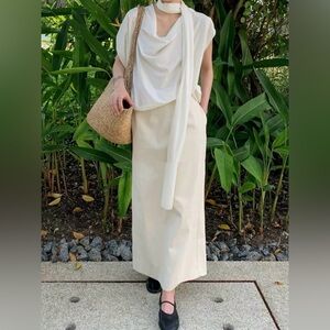 Elegant Cream Maxi top + skirt set